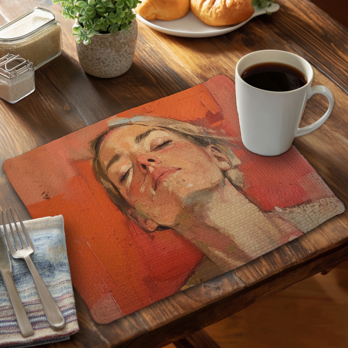 Picture of MWW CBPM1418VI5GJF 14 x 18 in. Relief Beige Braided Polyester Placemat for Home Decor