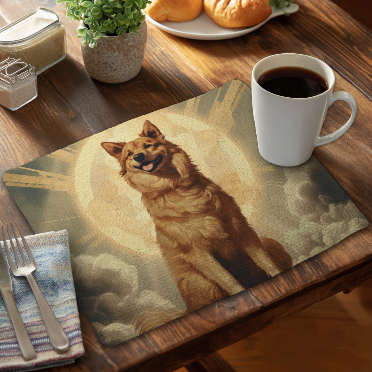 Picture of MWW CBPM1418WPVVIL 14 x 18 in. Mans Best Angel - Gray Braided Polyester Placemat for Home Decor