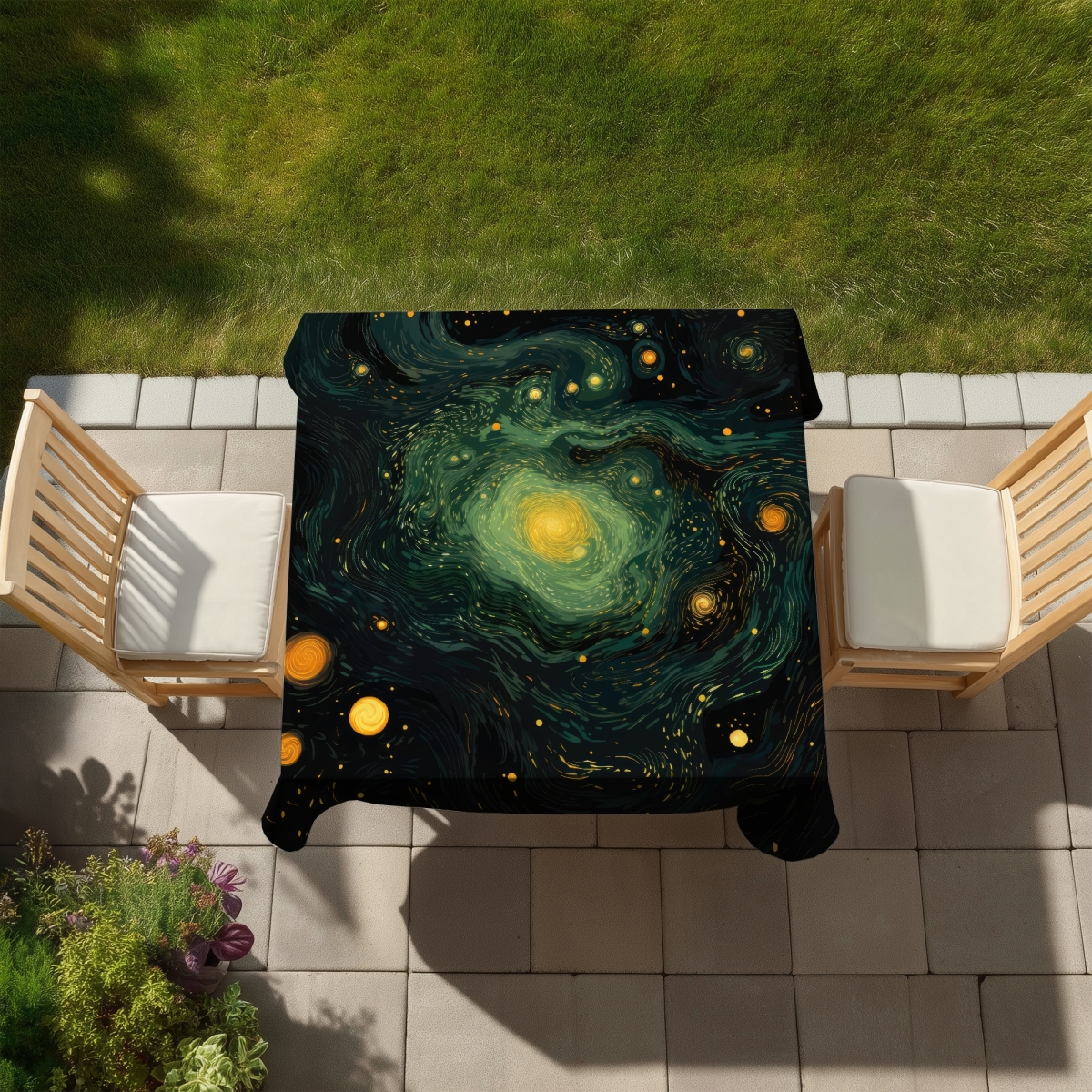 Picture of MWW C1TC5858XRU8RA 58 x 58 in. Illuminated in Space Green Indoor & Outdoor Tablecloth - Home Decor
