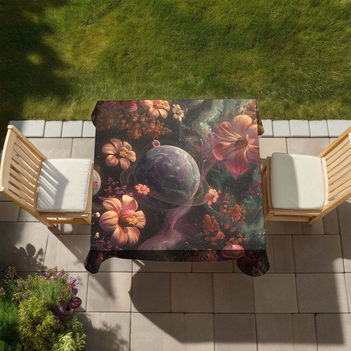 Picture of MWW C1TC5858YL8TZ0 58 x 58 in. Flower Space Pink Indoor & Outdoor Tablecloth for Home Decor