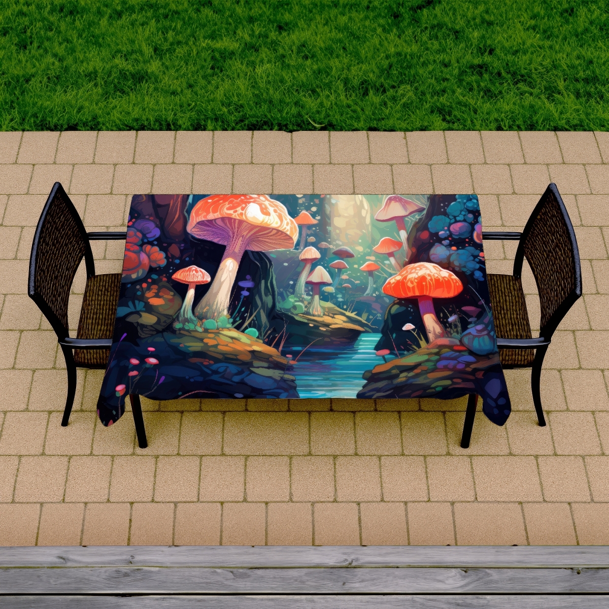 Picture of MWW C1TCLRGE05SKUJ 58 x 102 in. Whimsical Forest Turquoise Tablecloth - Indoor & Outdoor Decor