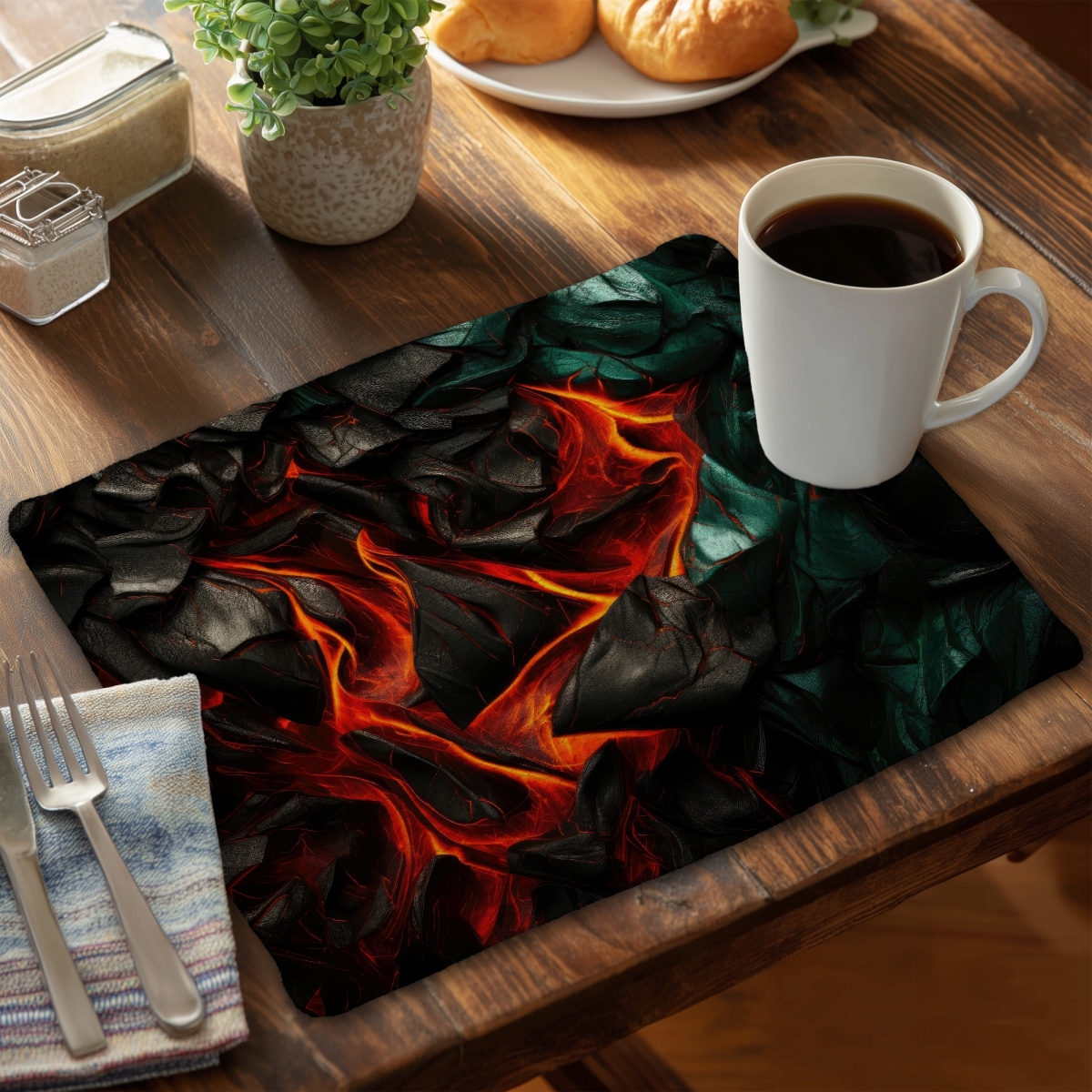 Picture of MWW CBPM1418A28O5L 14 x 18 in. Imminent Rupture - Green Braided Polyester Placemat for Home