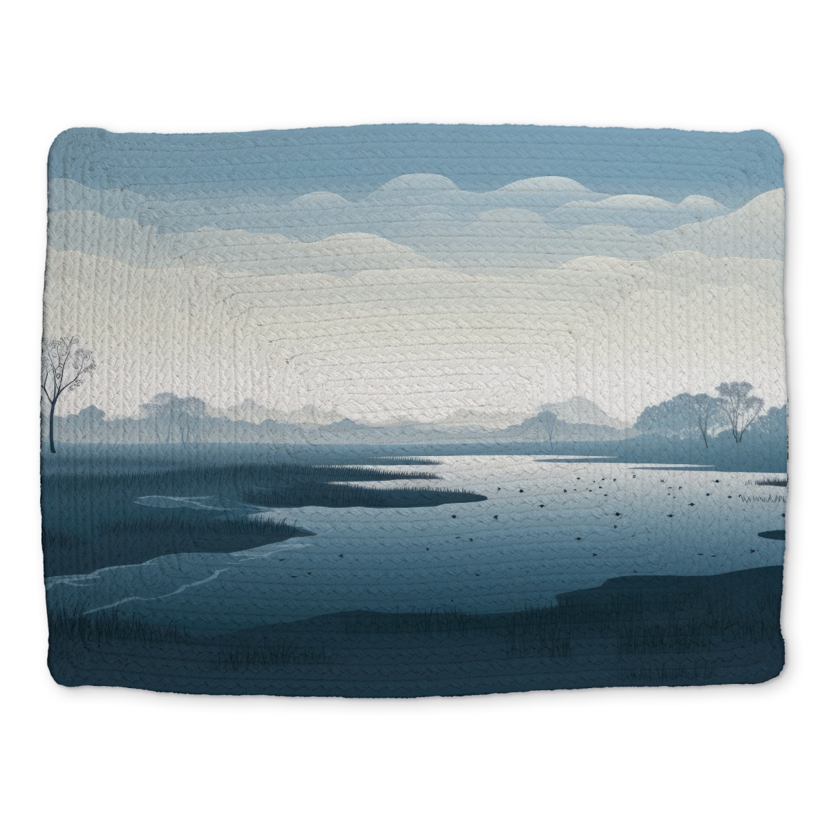 Picture of MWW CBPM1418CJ58T3 14 x 18 in. Minimalist Swamp - Blue Braided Polyester Placemat for Home Decor