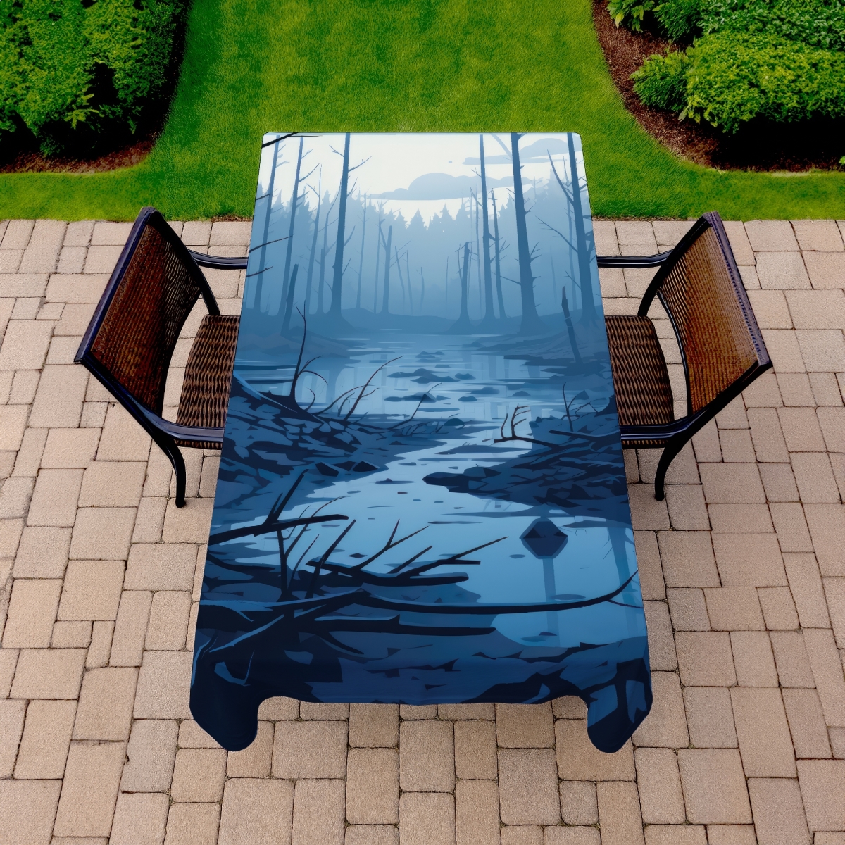 Picture of MWW C1TCLRGEKX4MIQ 58 x 102 in. Dead Lands Black Indoor & Outdoor Tablecloth for Home Decor