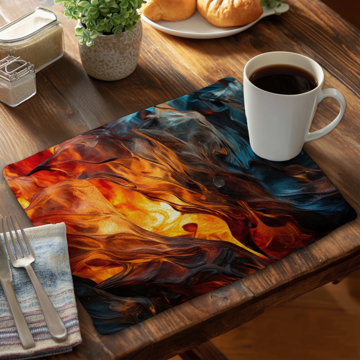 Picture of MWW CBPM1418P6KM32 14 x 18 in. Crystallized Fire Red Braided Polyester Placemat for Home Decor