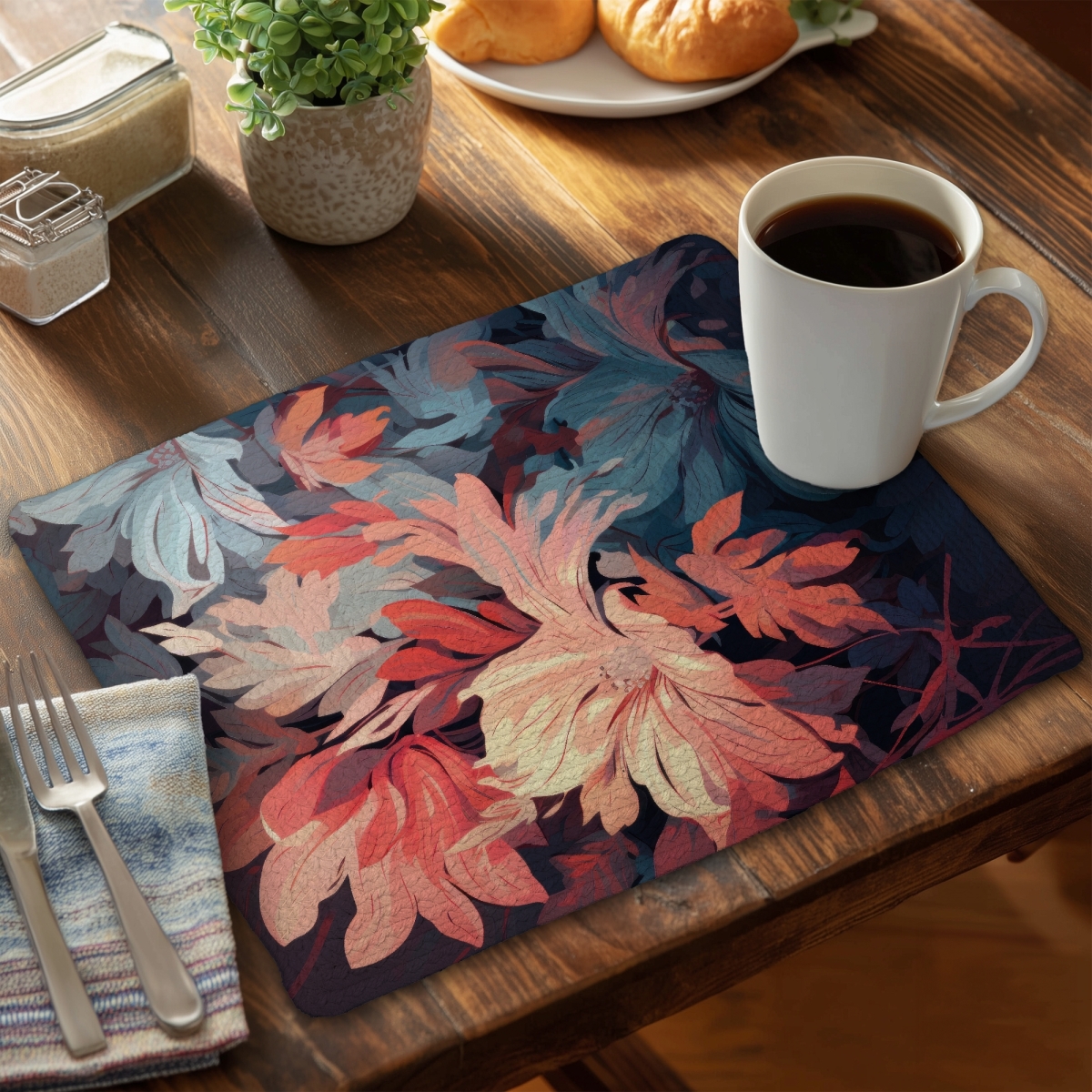 Picture of MWW CBPM14188FWJ8Q 14 x 18 in. Silent Charm - Turquoise Braided Polyester Placemat for Decor