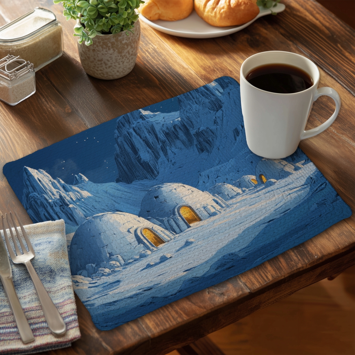 Picture of MWW CBPM1418IH6P6X 14 x 18 in. Ice Cold White Braided Polyester Placemat for Home Decor