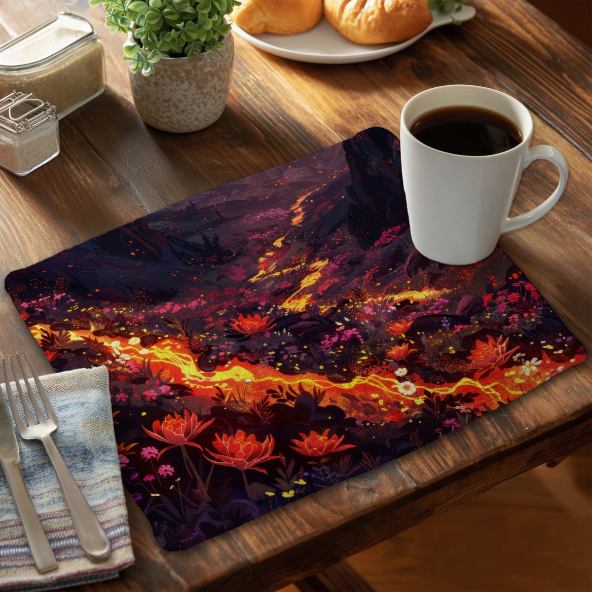 Picture of MWW CBPM1418QR0KTS 14 x 18 in. Bloom & Eruption - Orange Braided Polyester Placemat
