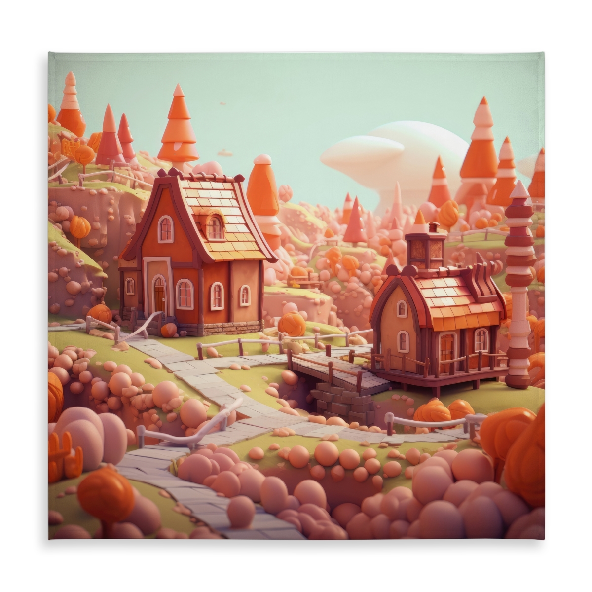 Picture of MWW C1TC5858PNR197 58 x 58 in. Toy Town Orange Indoor & Outdoor Tablecloth for Home Decor