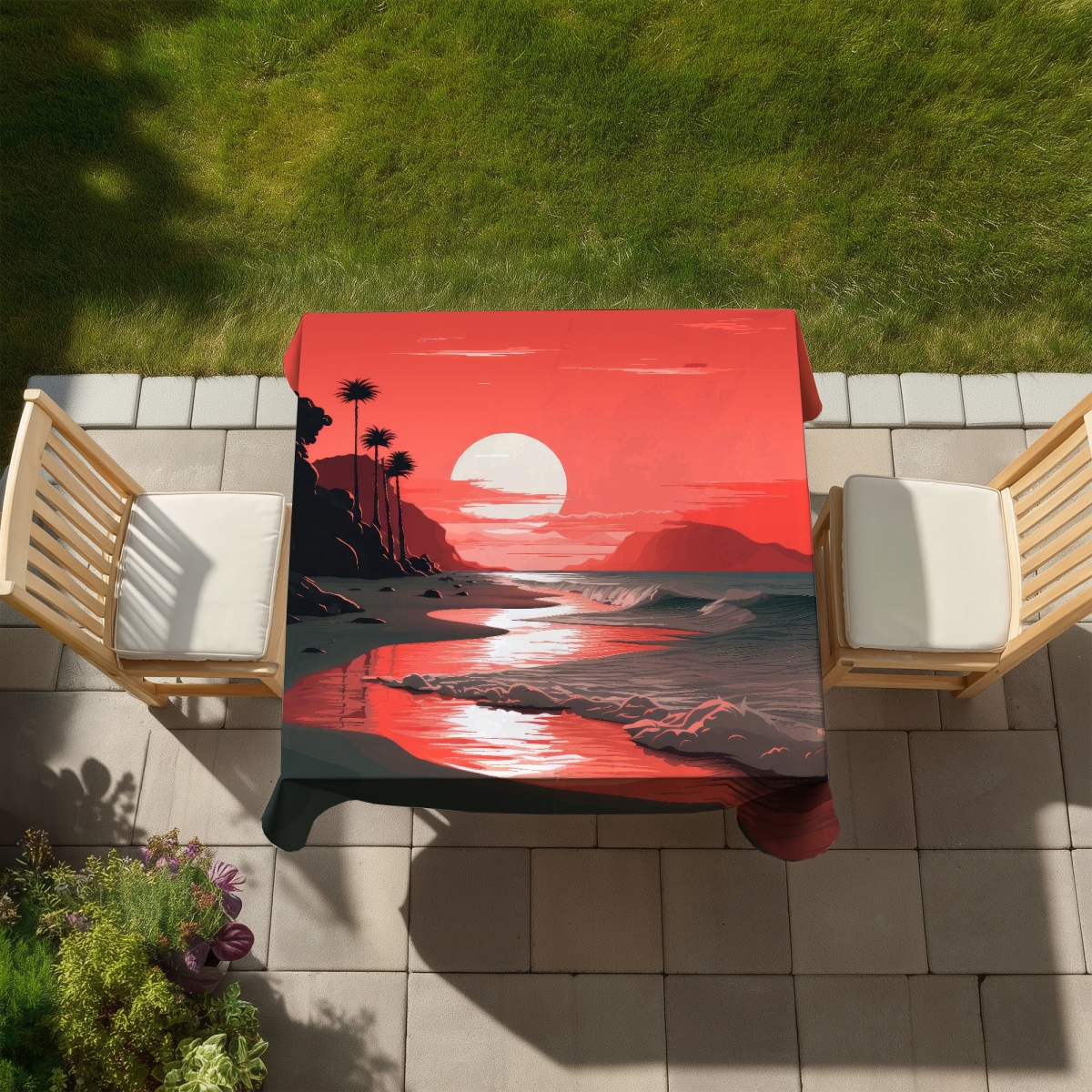 Picture of MWW C1TC5858T5MWUF 58 x 58 in. Blood Sun Black Indoor & Outdoor Tablecloth for Home Decor
