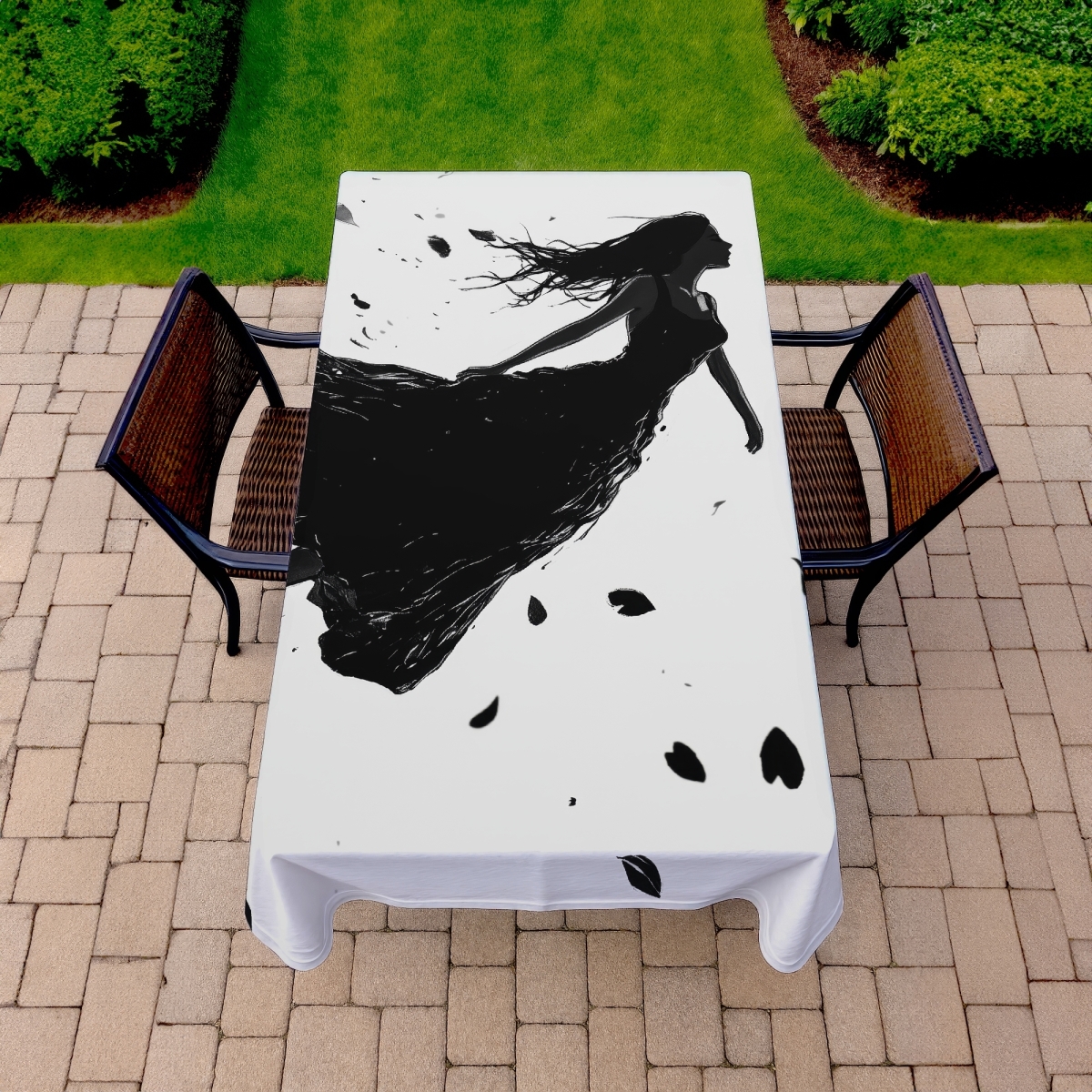 Picture of MWW C1TCLRGE0CSSTI 58 x 102 in. Floating Black Indoor & Outdoor Tablecloth for Home Decor