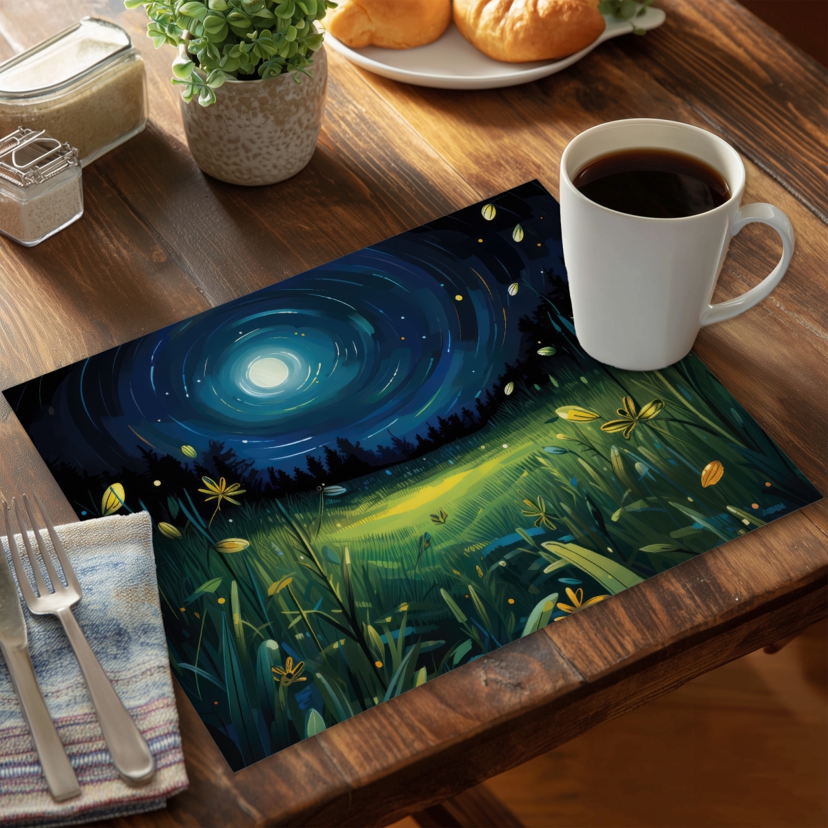 Picture of MWW CPPM141891HQZT 14 x 18 in. Between Grass Blades - Blue Polyester Placemat for Home Decor