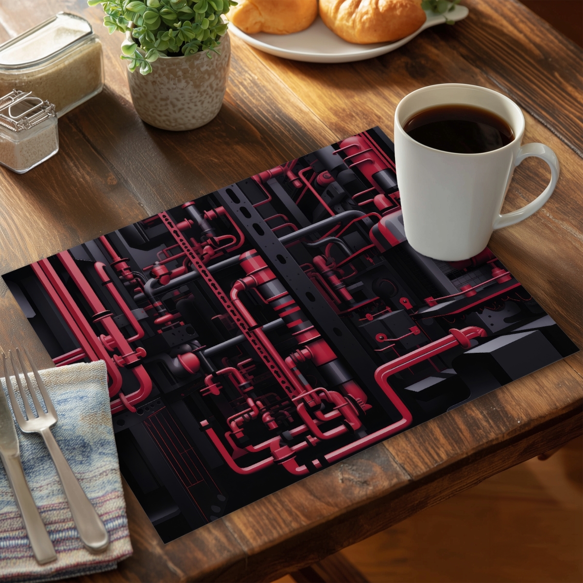 Picture of MWW CPPM1418BT5HGF 14 x 18 in. Machinery Black Polyester Placemat - Stylish Home Decor