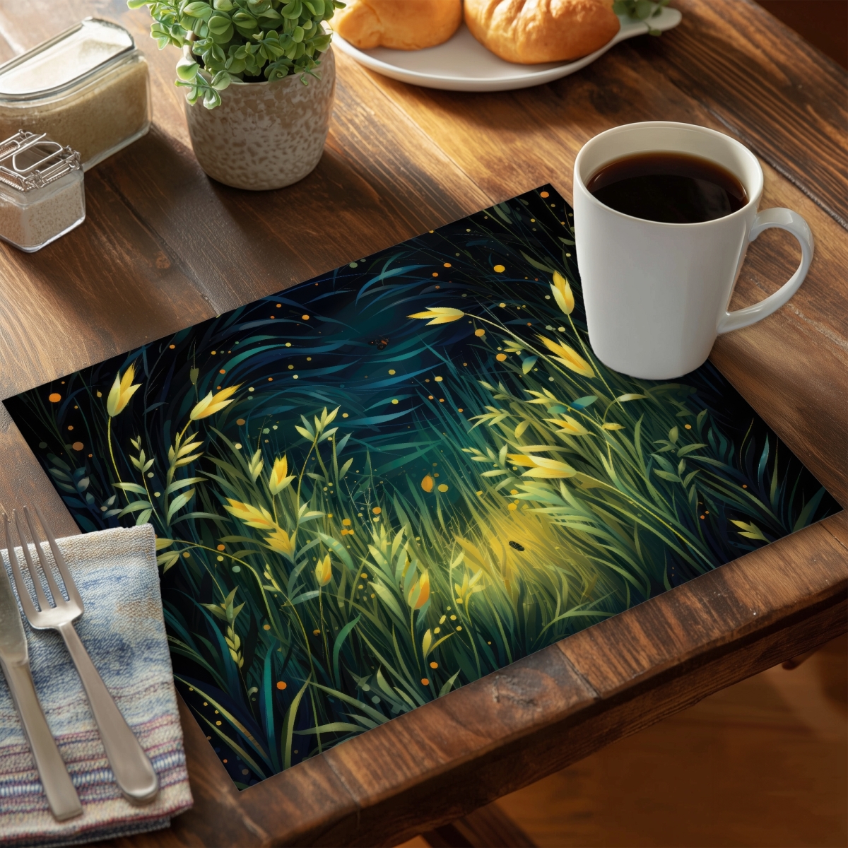 Picture of MWW CPPM1418F5ZJ2K 14 x 18 in. Lit Plains Blue Polyester Placemat - Stylish Home Decor