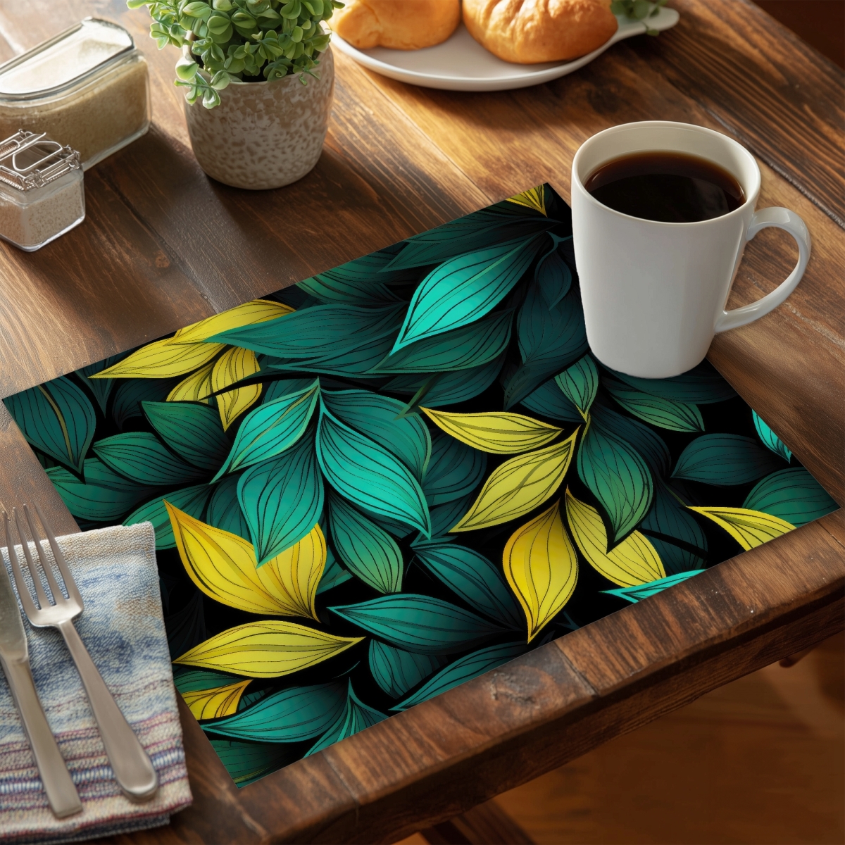 Picture of MWW CPPM1418QF4EMT 14 x 18 in. Potent Aroma Black Polyester Placemat - Home Decor Essential