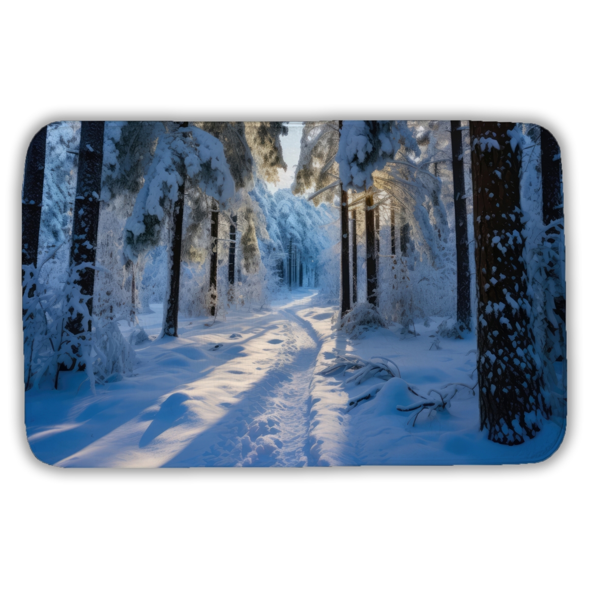 C1BM21341O7UWR 21 x 34 in. Snowy Path Blue Bath Mat - Cozy Home Decor Essential
