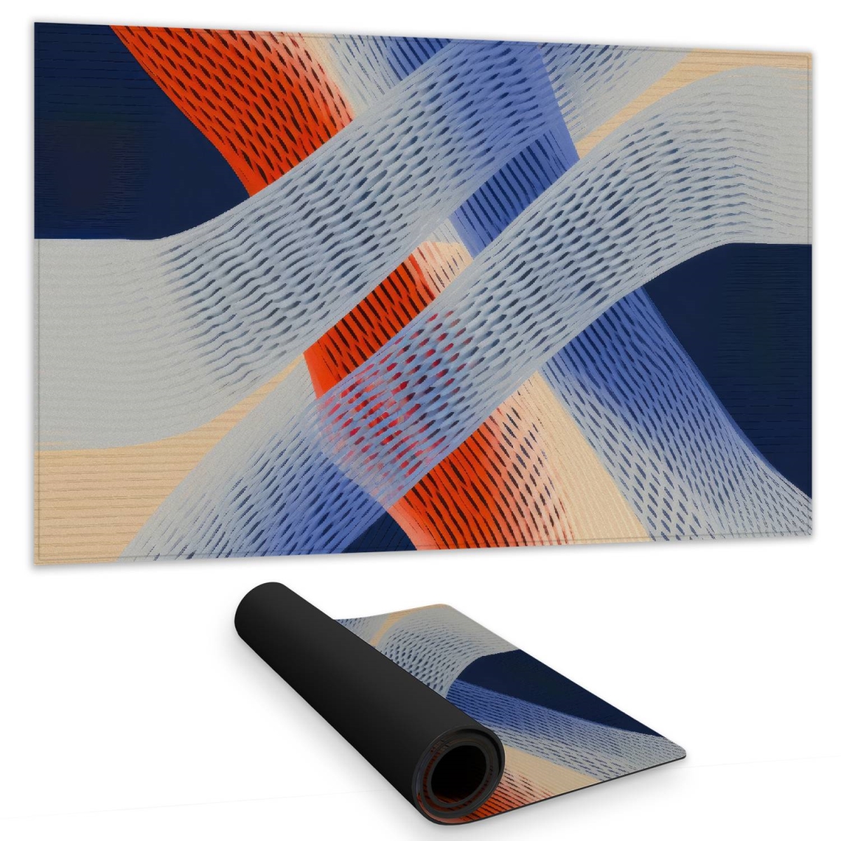 C1DM1424W7VKFV 14 x 24 in. Abstract Threading - White Gaming Mat for Home Decor