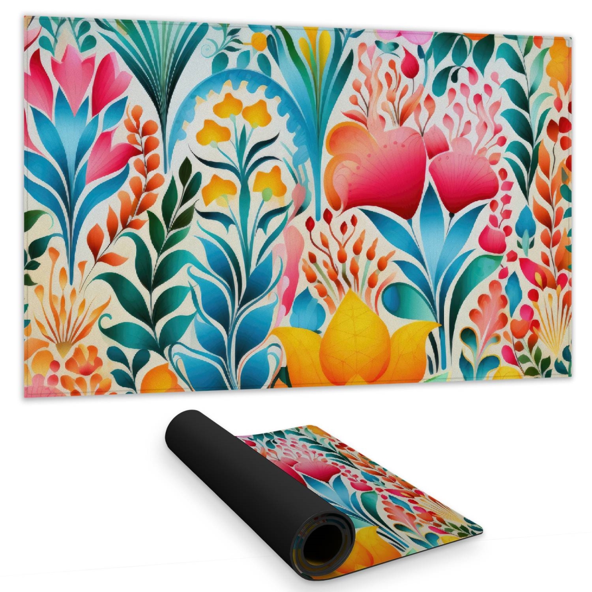 C1DM142493NSW2 14 x 24 in. Flowing Flowers - Green Gaming Mat for Stylish Home Decor