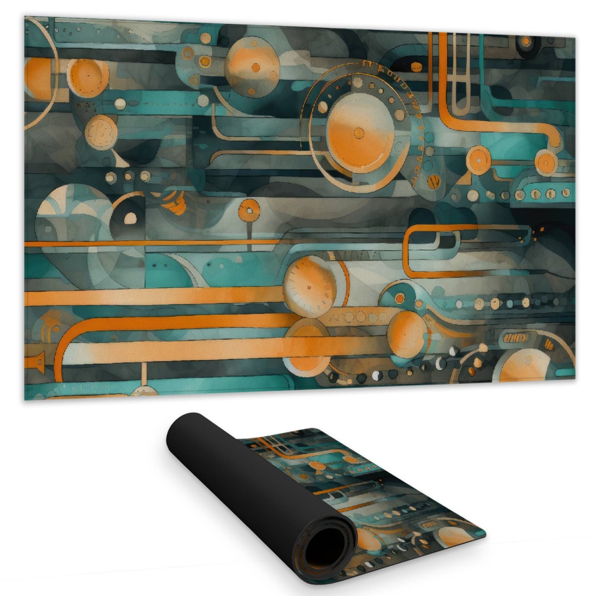 C1DM1424AOEG05 14 x 24 in. Astrological Machinery - Orange Gaming Mat for Home Decor