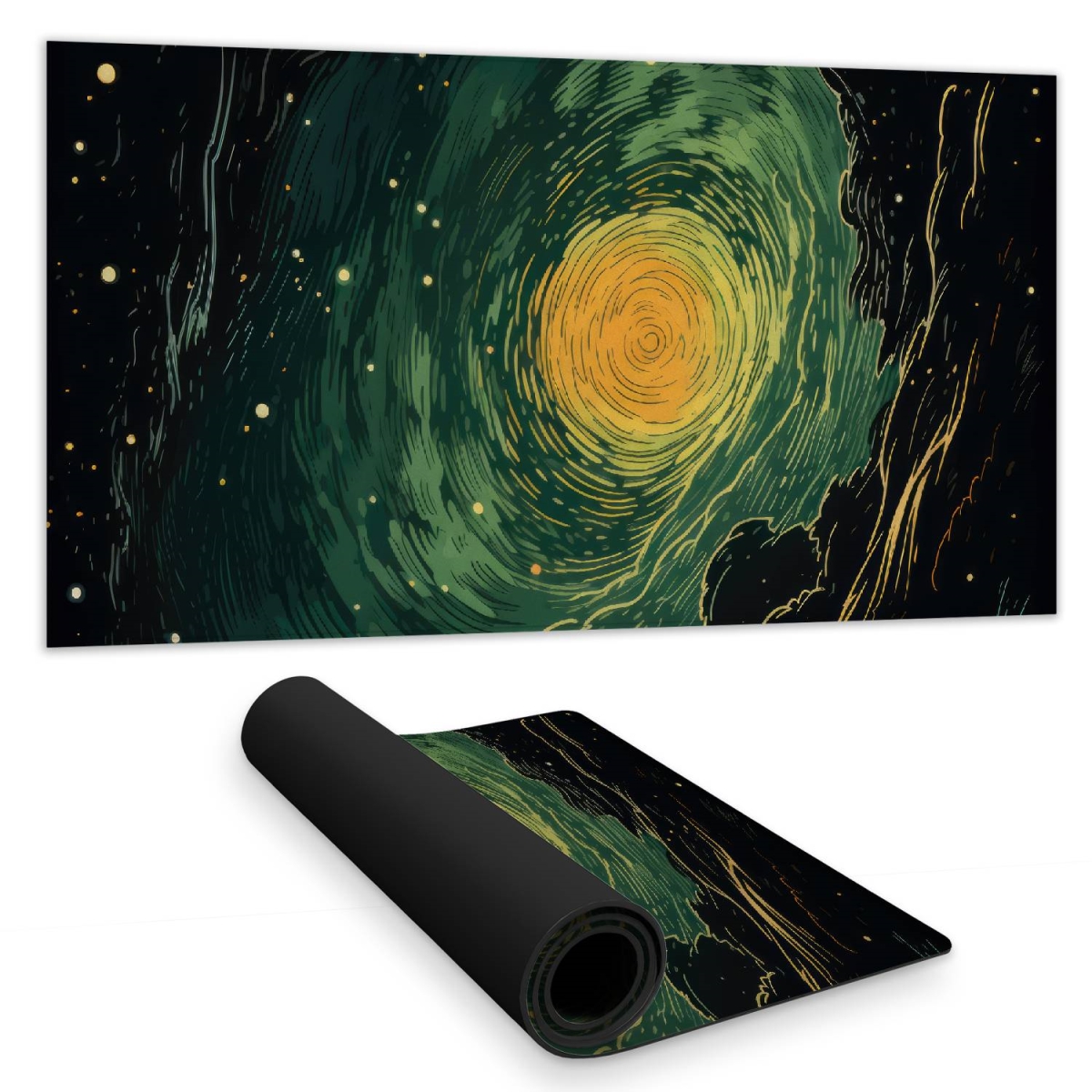 C1DM1531RVX54P 16 x 32 in. Turmoil in Space - Yellow Desk Mat for Home Decor - Stylish Design