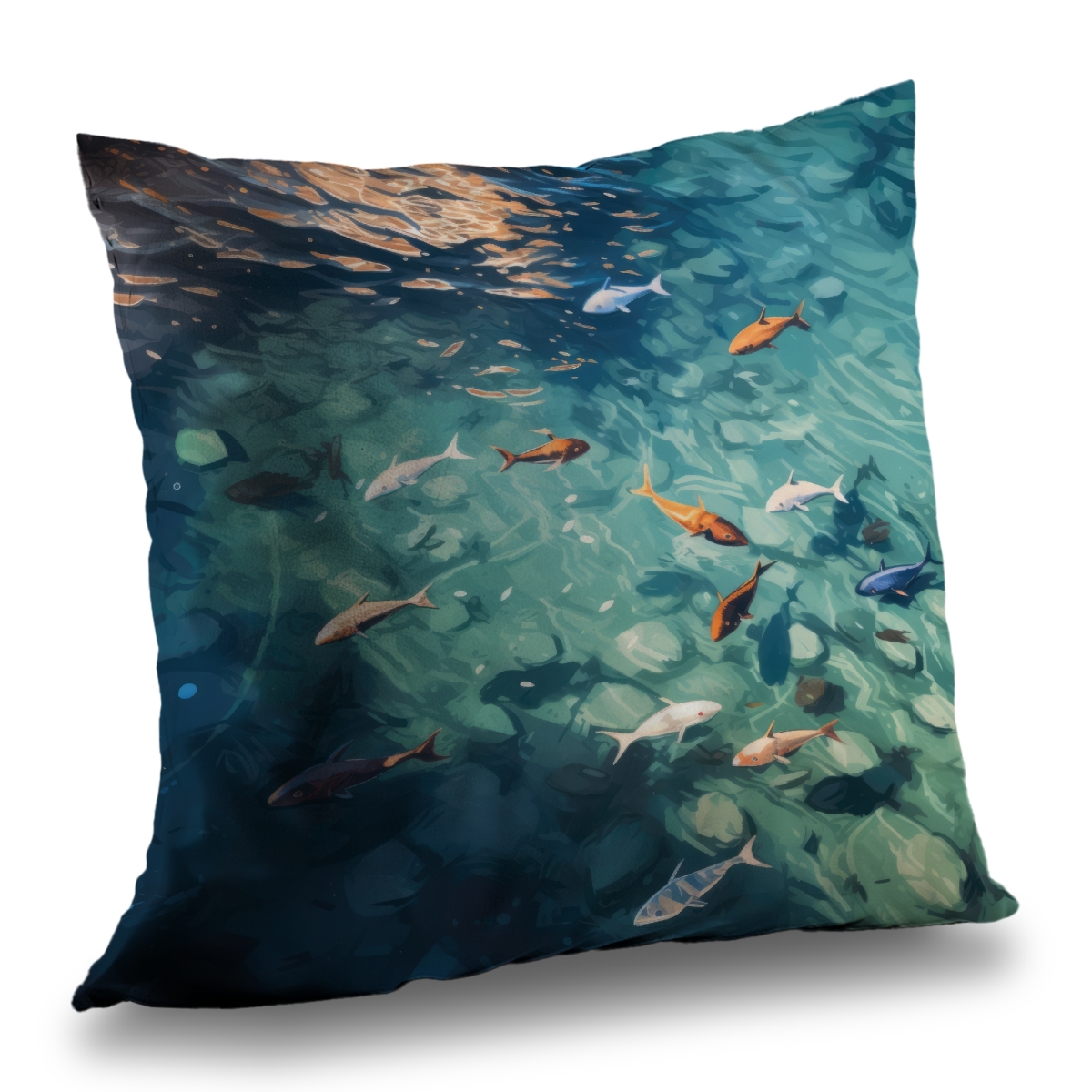 Concius Sales C1PC1616EY0OPE 16 x 16 in. Caustic Fish Poly Twill Throw - Cozy Home Decor Blanket - Insert NOT included
