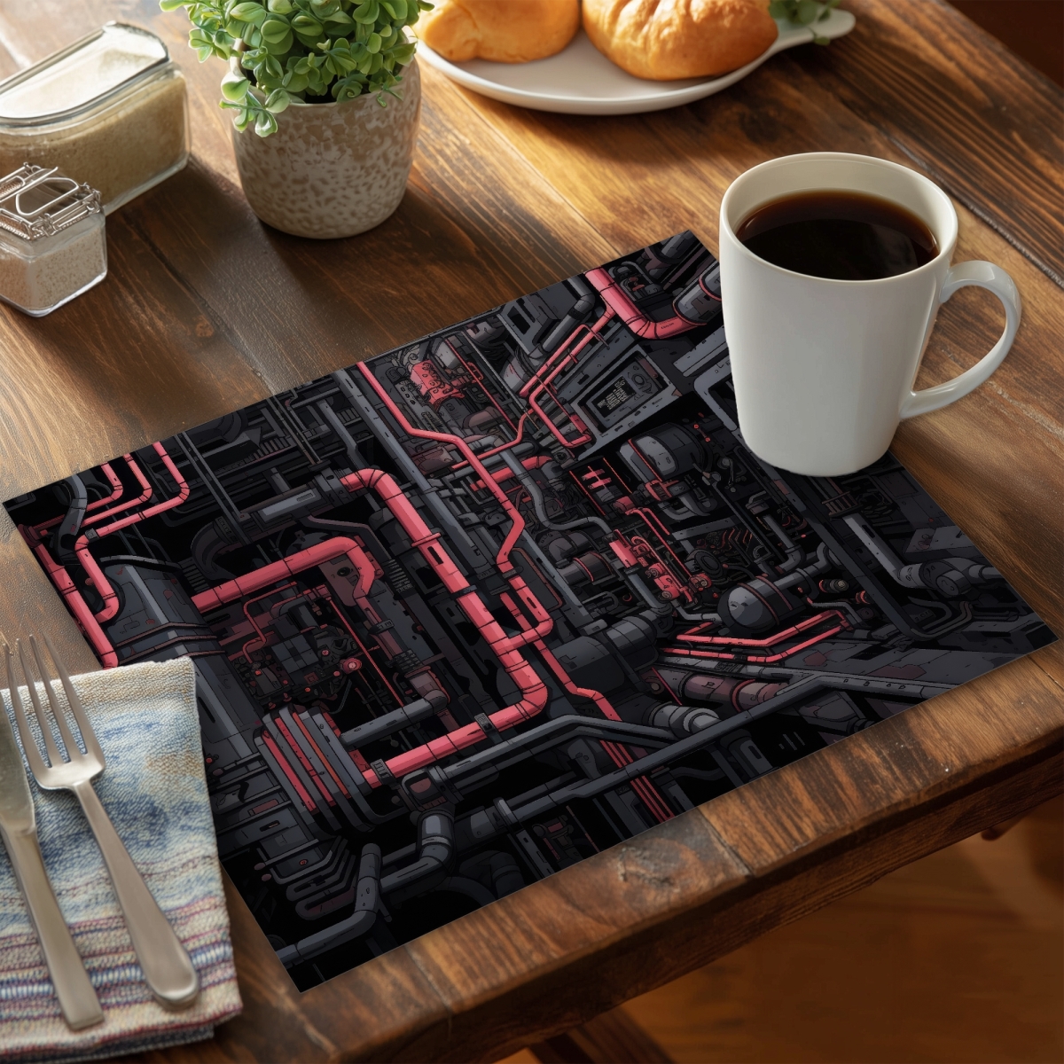 Picture of MWW CPPM1418K5JKSC 14 x 18 in. Tubular Nightmare - Gray Polyester Placemat for Home Decor