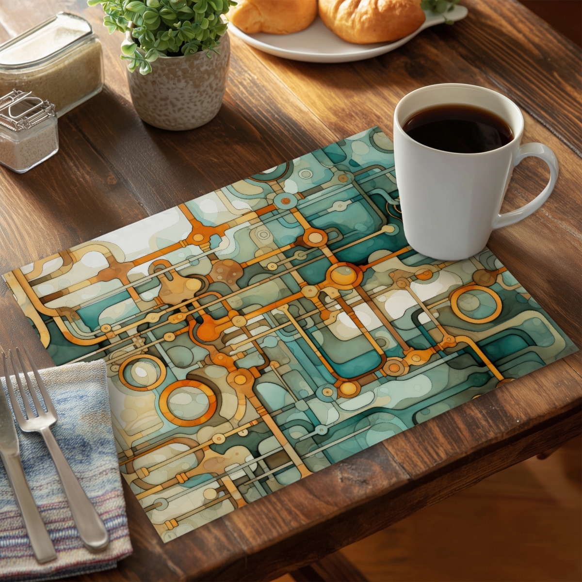 Picture of MWW CPPM1418PF6DAJ 14 x 18 in. Turns & Bends White Polyester Placemat - Home Decor Essential