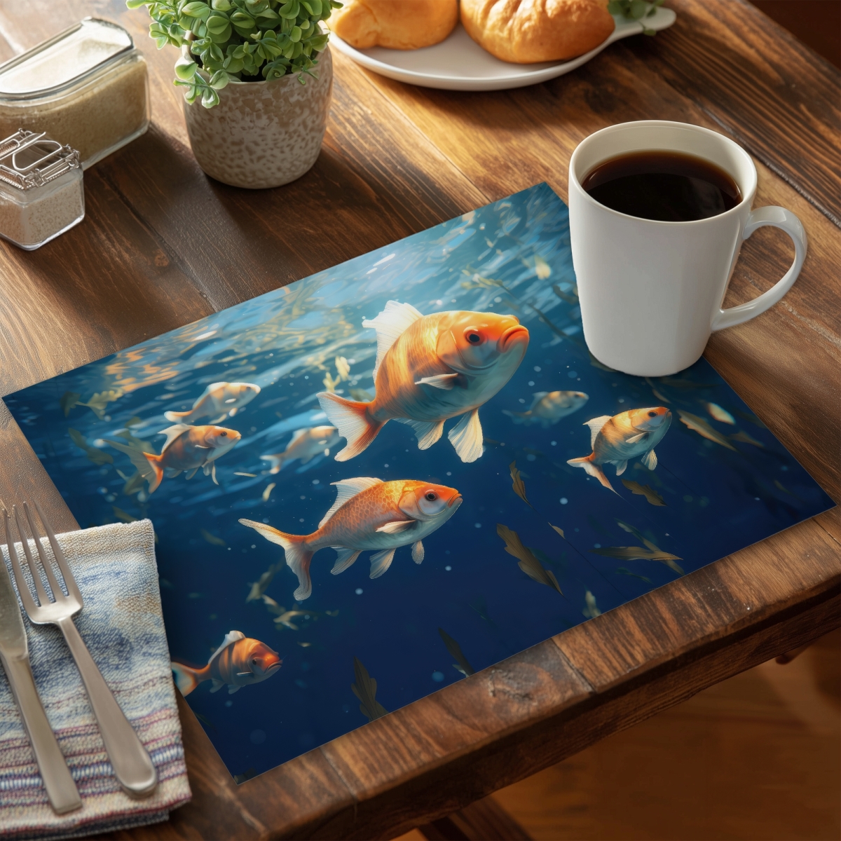Picture of MWW CPPM1418WEBMIF 14 x 18 in. Free Flow Turquoise Polyester Placemat - Stylish Home Decor