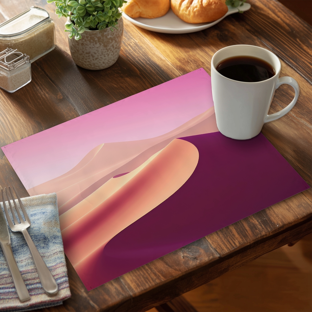 Picture of MWW CPPM1418WUF4HV 14 x 18 in. Calm Dunes White Polyester Placemat - Stylish Home Decor