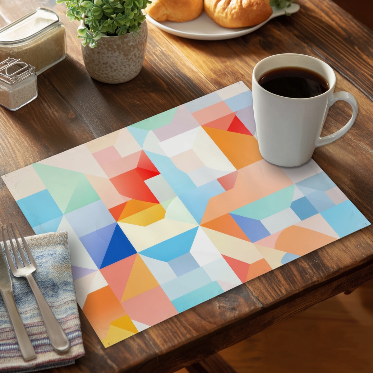 Picture of MWW CPPM1418Z5H4X3 14 x 18 in. Geometric Cadence - Orange Polyester Placemat for Home Decor