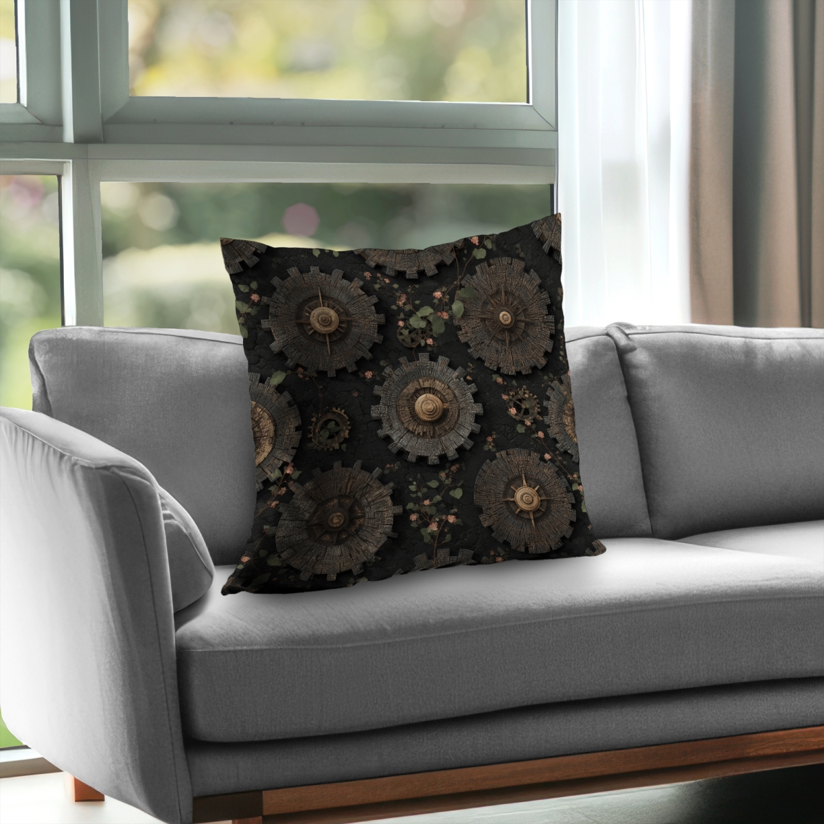 Concius Sales C1PT2626VPEIC8 26 x 26 in. Cog pattern poly twill throw pillow - stylish home decor - Insert Included