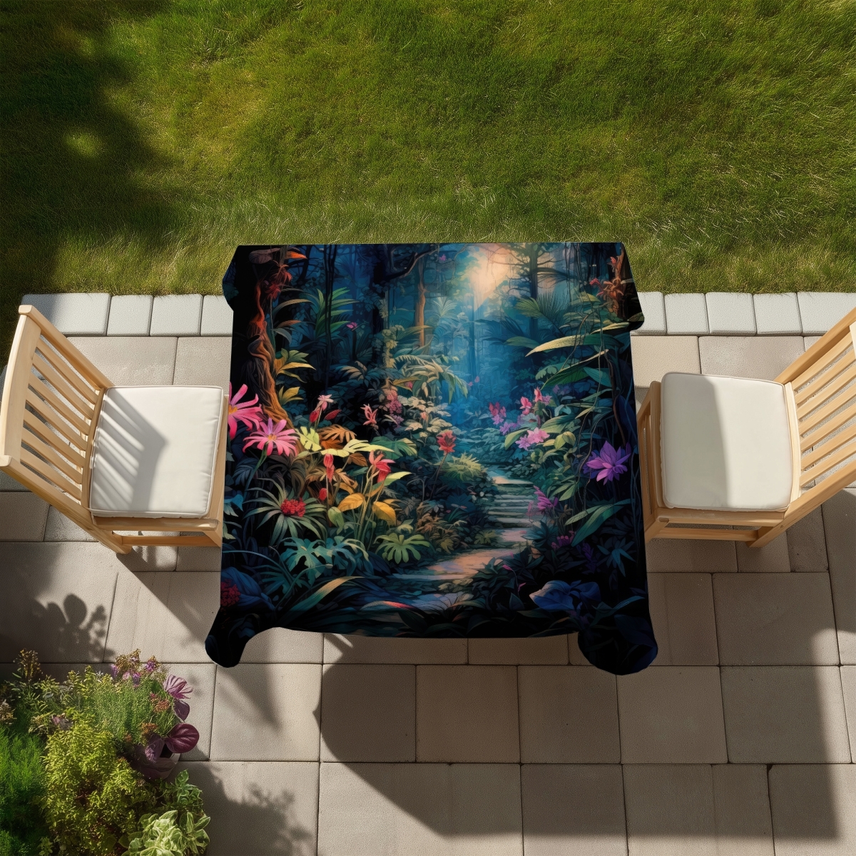 Picture of MWW C1TC5858JQF9ZE 58 x 58 in. Against All Odds - Blue Indoor & Outdoor Tablecloth - Home Decor