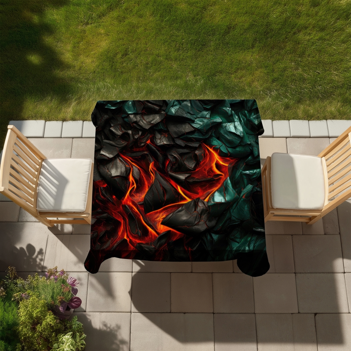 Picture of MWW C1TC5858LSVLMP 58 x 58 in. Imminent Rupture Black Indoor & Outdoor Tablecloth for Home Decor