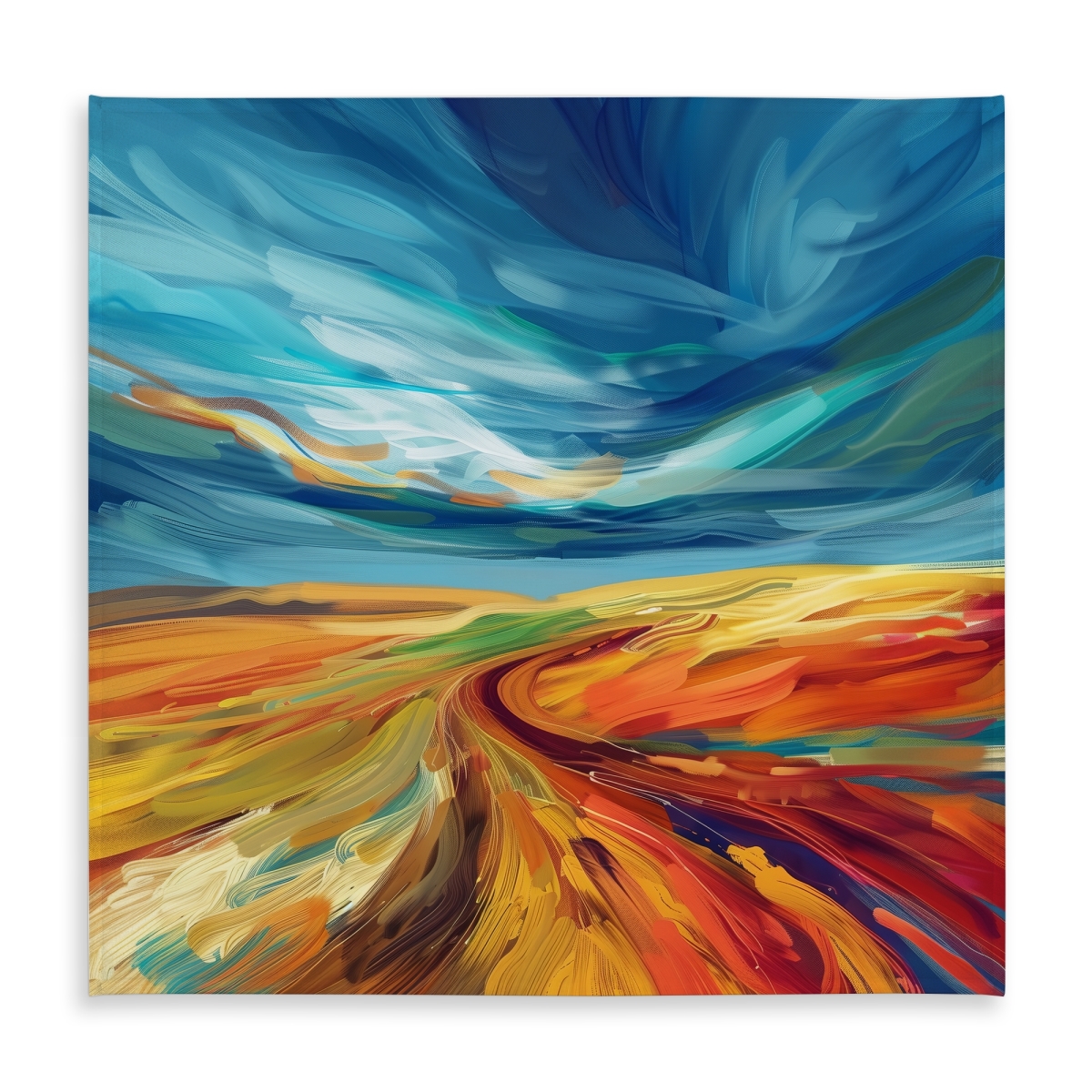 Picture of MWW C1TC5858QV04QW 58 x 58 in. Land Flow Blue Indoor & Outdoor Tablecloth for Home Decor