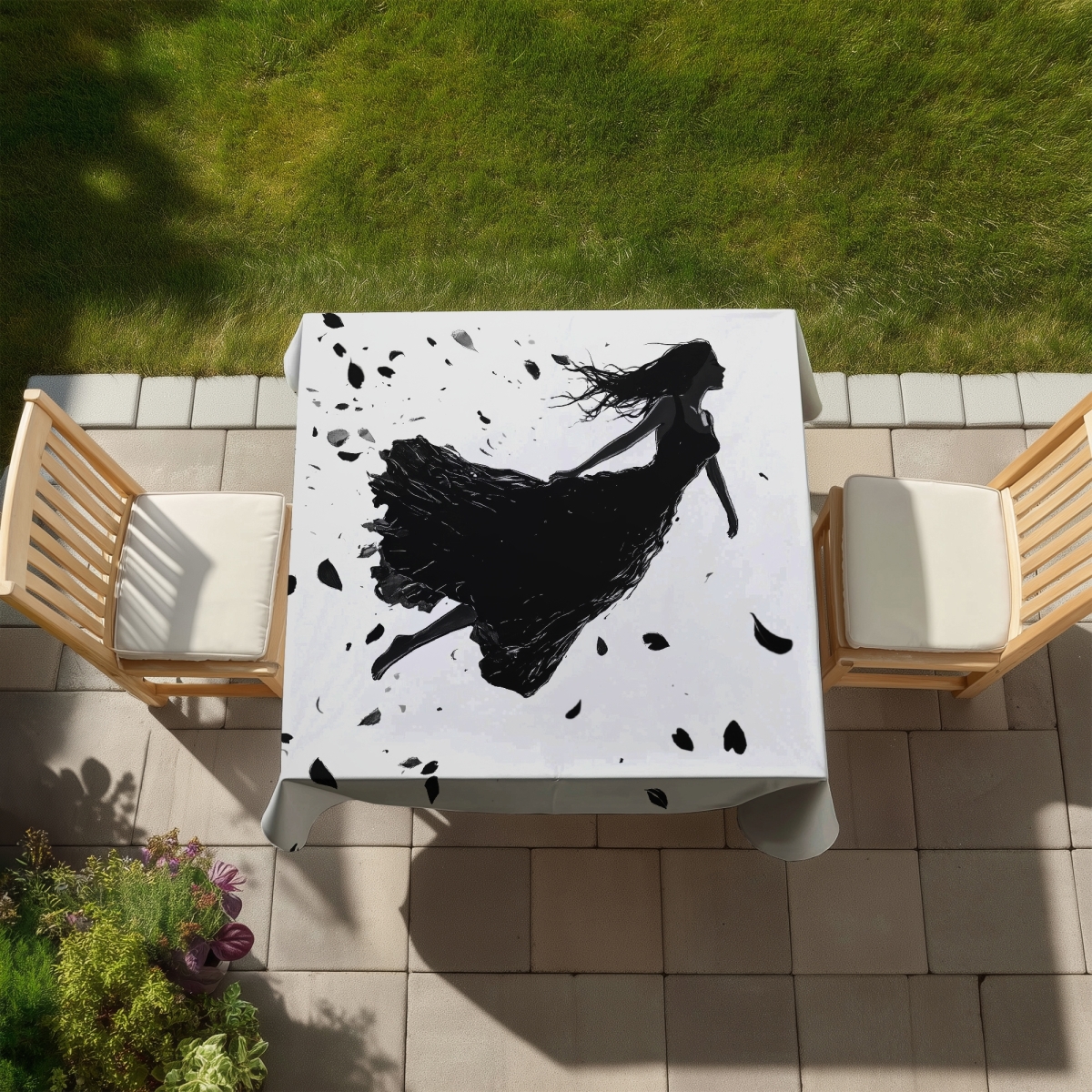 Picture of MWW C1TC5858VH7HBF 58 x 58 in. Floating Black Indoor & Outdoor Tablecloth for Home Decor