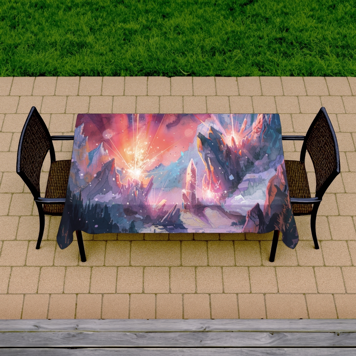 Picture of MWW C1TCLRGE2GVIHN 58 x 102 in. Beaming Signal Purple Tablecloth for Indoor & Outdoor Decor