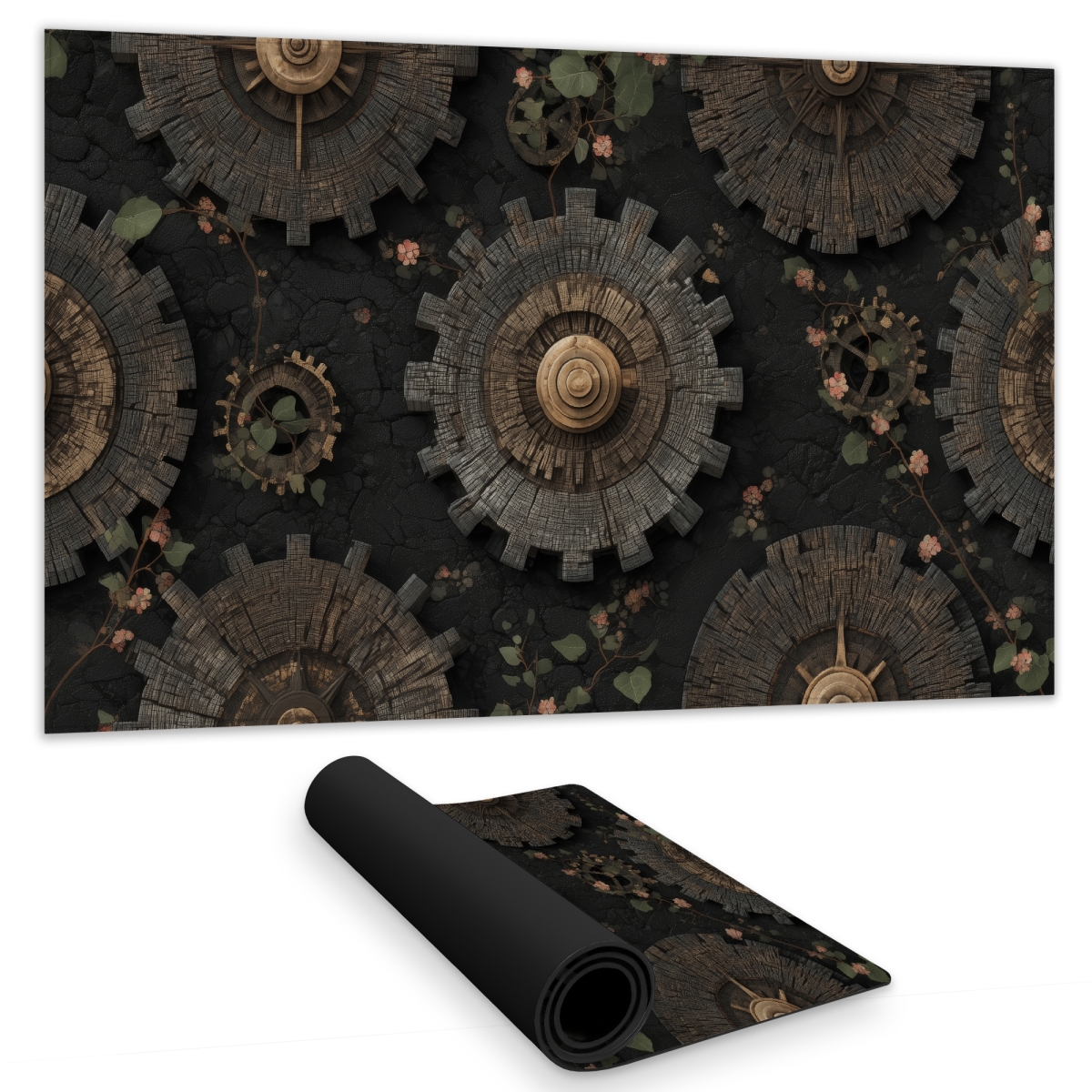 C1DM1424E0DUTL 14 x 24 in. Cog Pattern Brown Gaming Mat - Stylish
