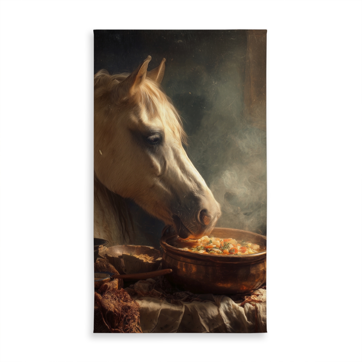 Picture of MWW C1TCLRGE3UFGDK 58 x 102 in. Horse On Soup Black Tablecloth - Indoor & Outdoor Home Decor