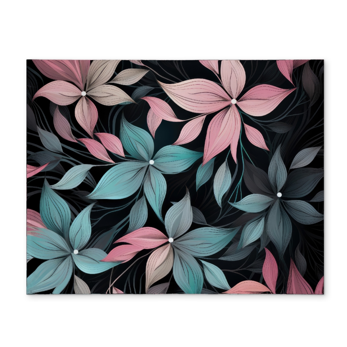 Picture of MWW CPPM14186XY1T7 14 x 18 in. Desaturated Flowers Black Polyester Placemat - Home Decor