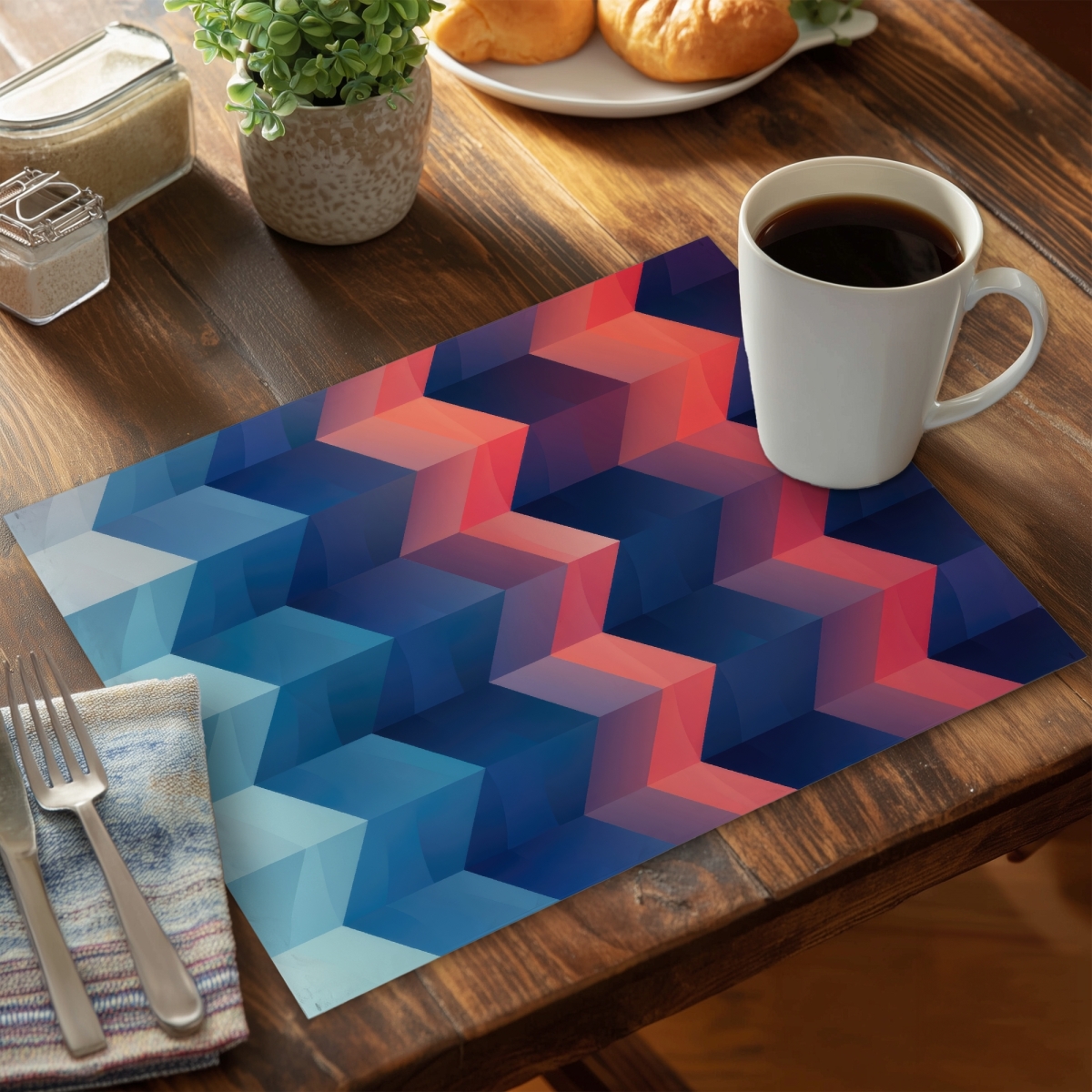 Picture of MWW CPPM14188D18MV 14 x 18 in. Heat Waves Red Polyester Placemat - Stylish Home Decor