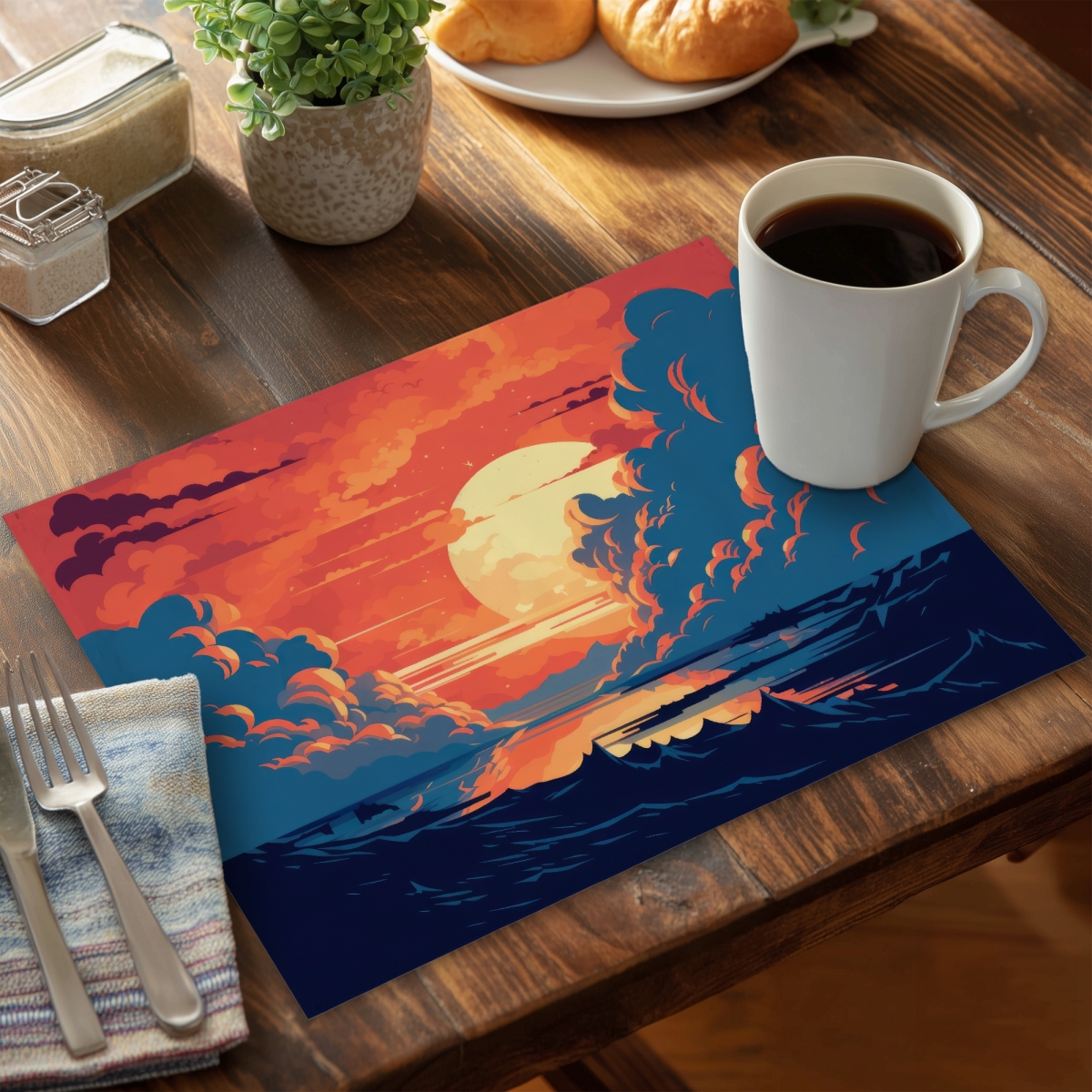 Picture of MWW CPPM14188LLJKC 14 x 18 in. Orange & Blue - Polyester Placemat for Home Decor