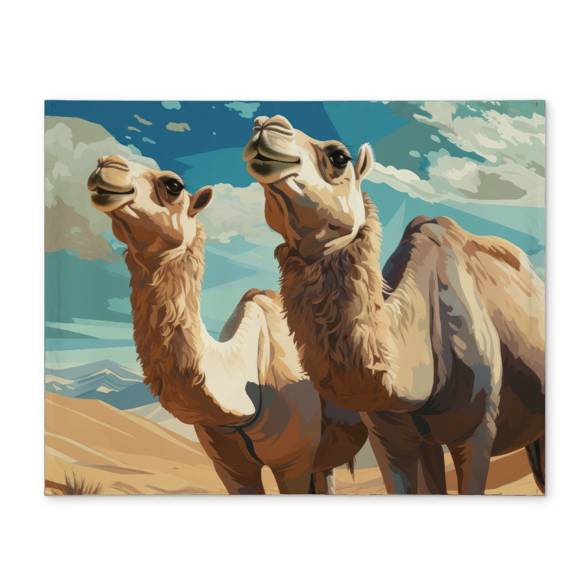 Picture of MWW CPPM1418D9SYOD 14 x 18 in. Camels Looking Up - White Polyester Placemat for Home Decor