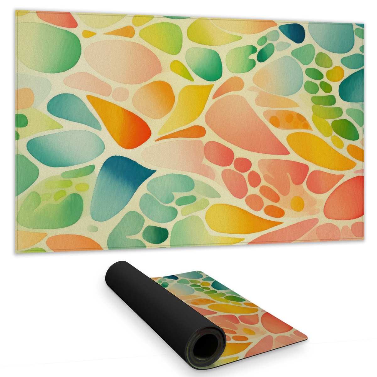 C1DM1424ZY2TOA 14 x 24 in. Organic Fruits Turquoise Gaming Mat for Home Decor - Stylish