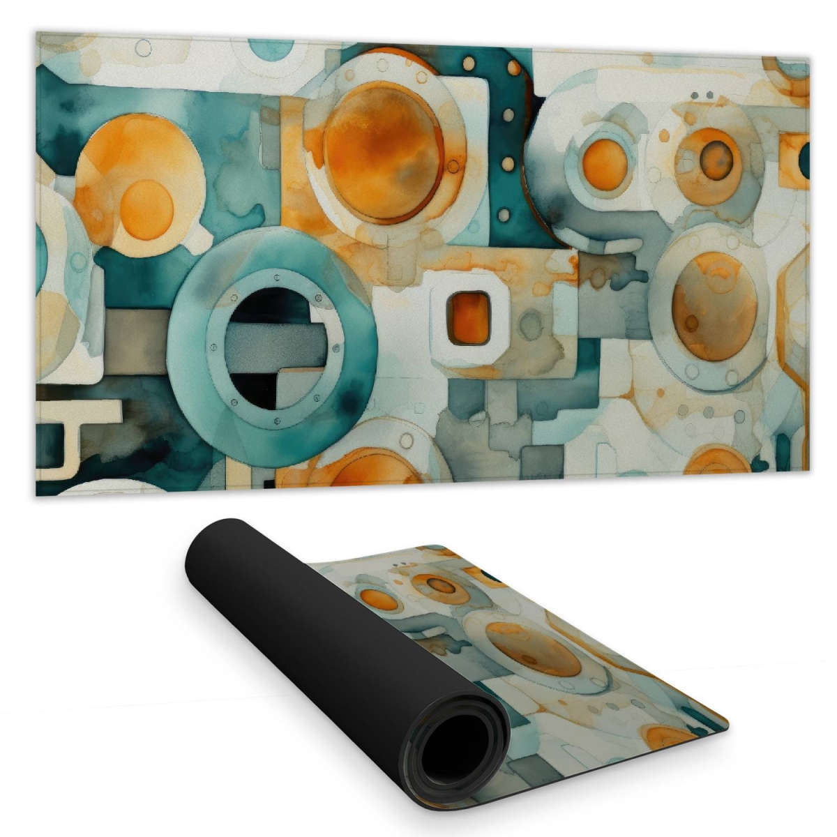 C1DM1531749IOC 16 x 32 in. Decomposed Porthole - Gold Desk Mat for Home Decor