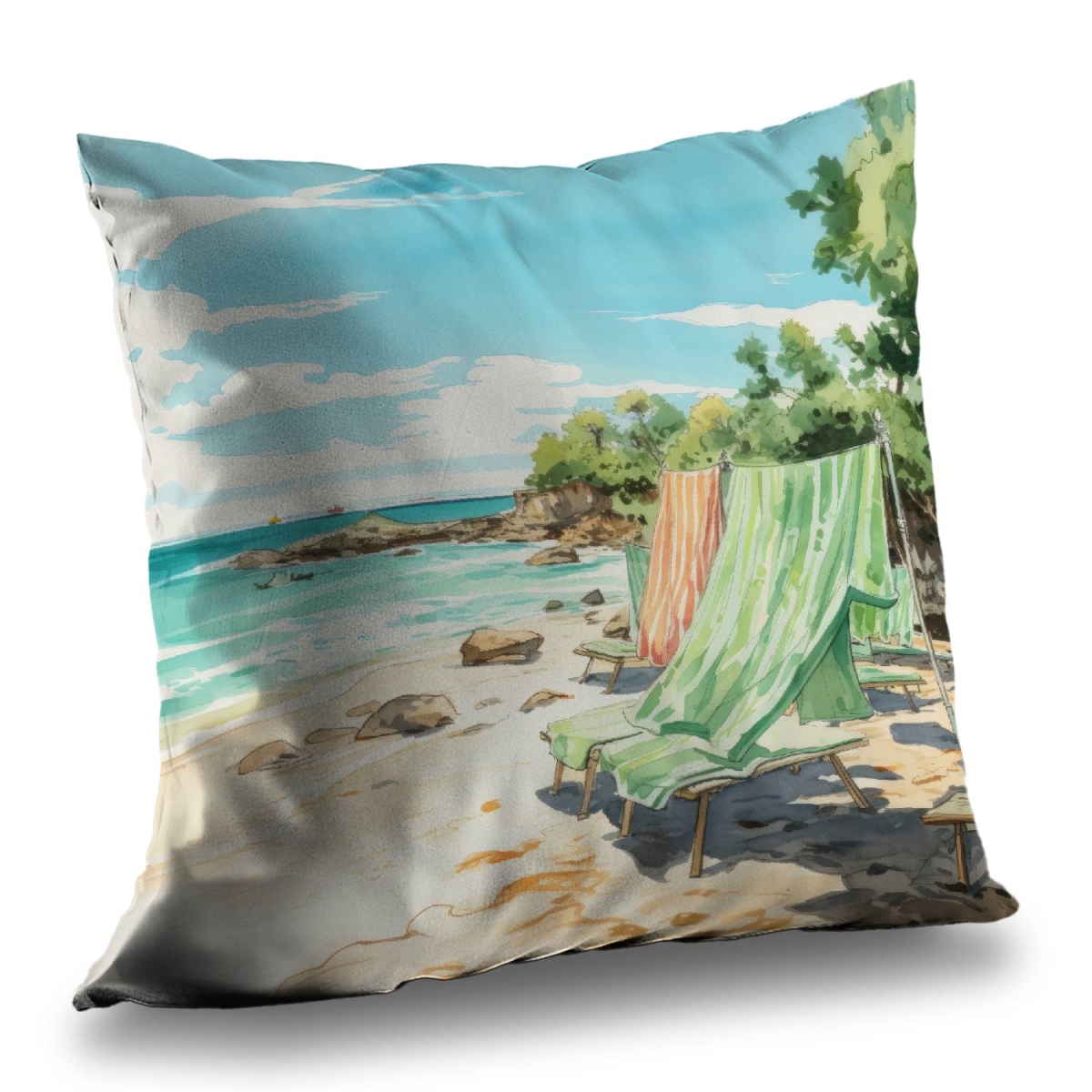Concius Sales C1PT2626RO2F66 26 x 26 in. Beach Calm Poly Twill Throw Pillow - Chic Home Decor Accent - Insert Included