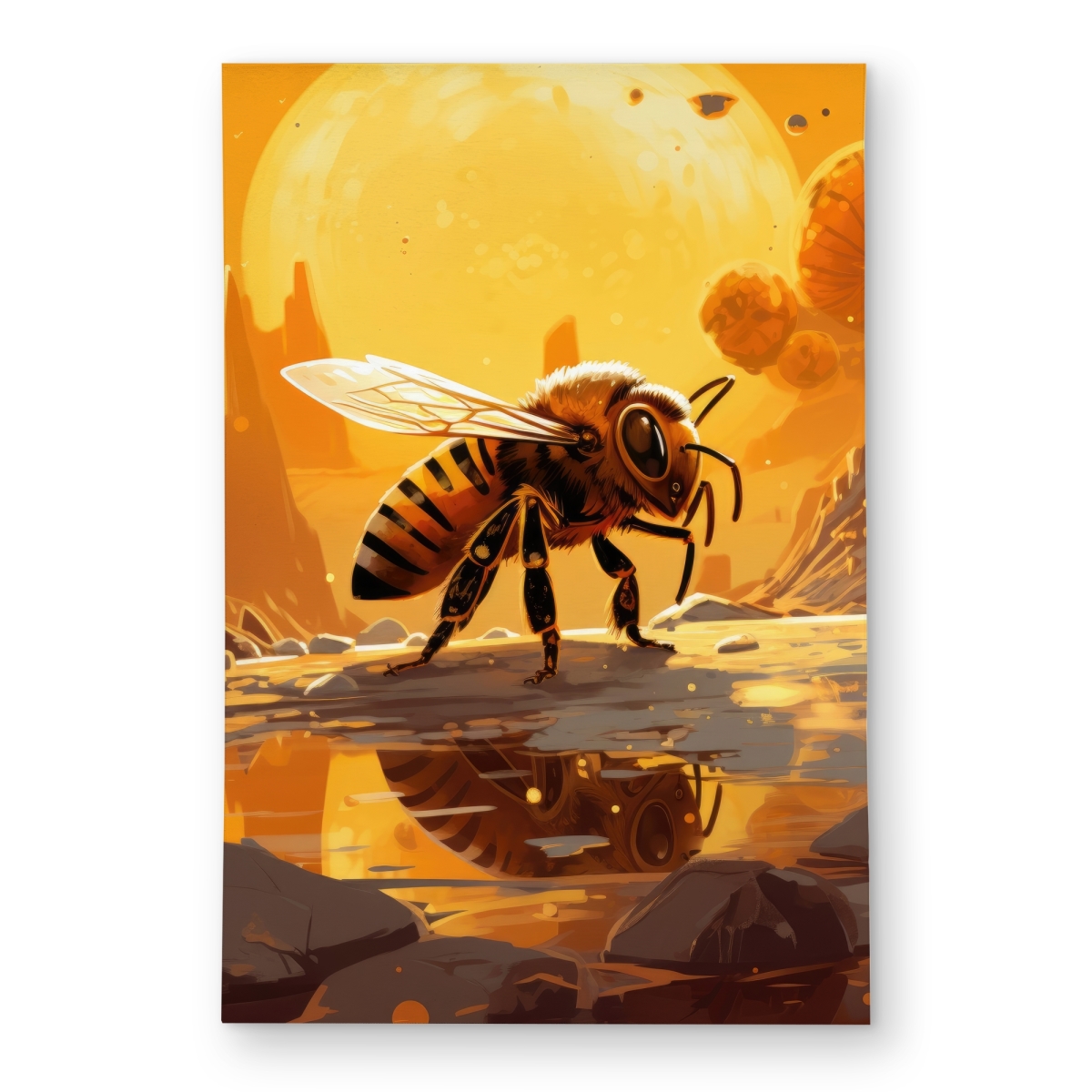 C1ROAR236QFFEL 2 x 3 ft. Bee World Yellow Outdoor Rectangle Area Rug for Home Decor - Durable Design