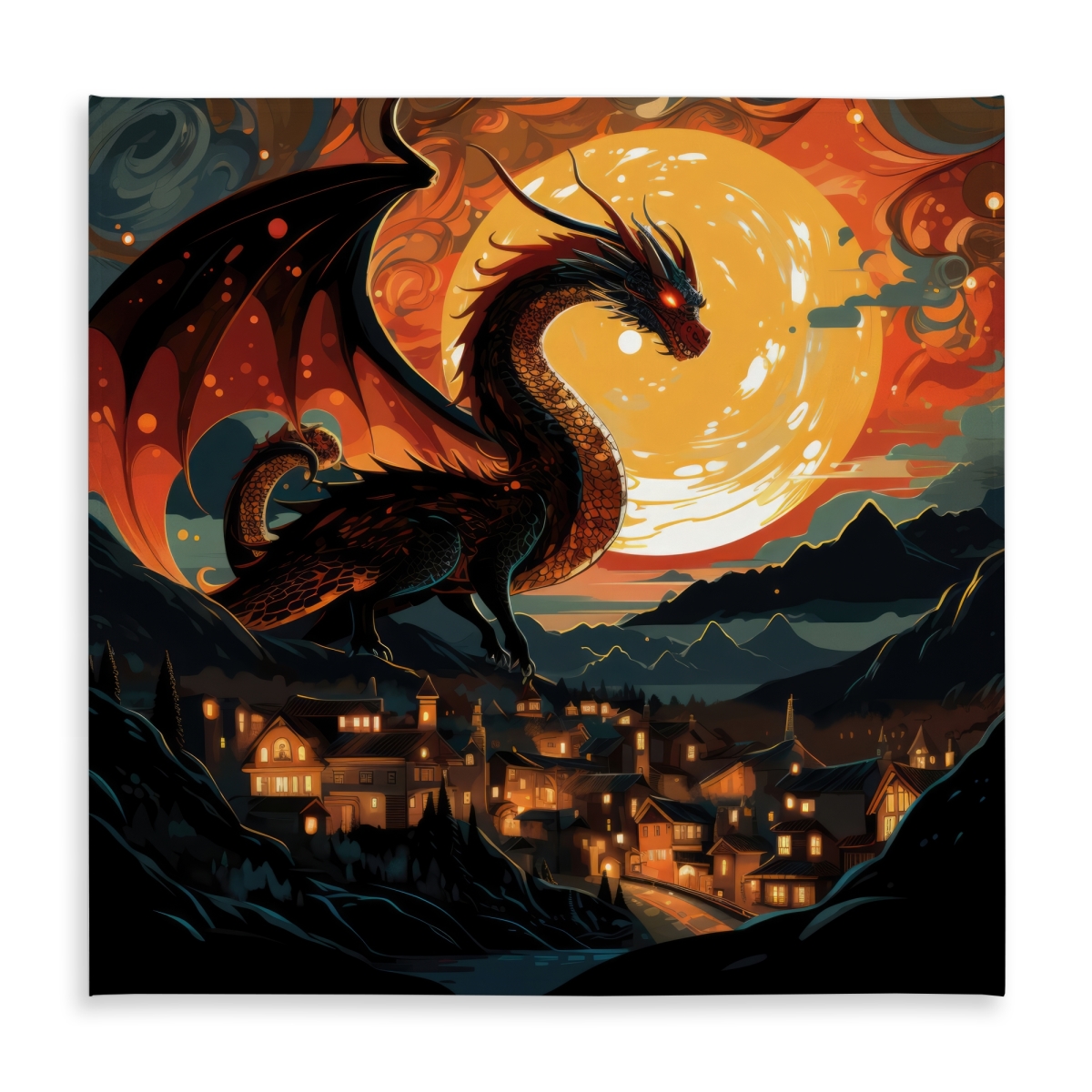 Picture of MWW C1TC58588CSZHF 58 x 58 in. Imminent Destruction Black Indoor & Outdoor Tablecloth - Home Decor