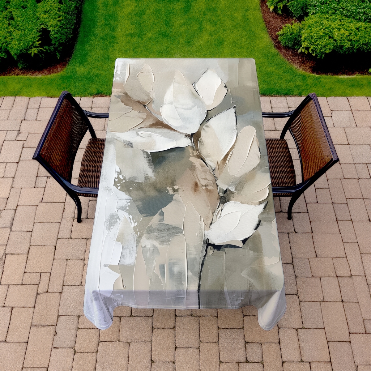Picture of MWW C1TCLRGE55QGU9 58 x 102 in. Leaf Beige Indoor & Outdoor Tablecloth for Home Decor - Stylish