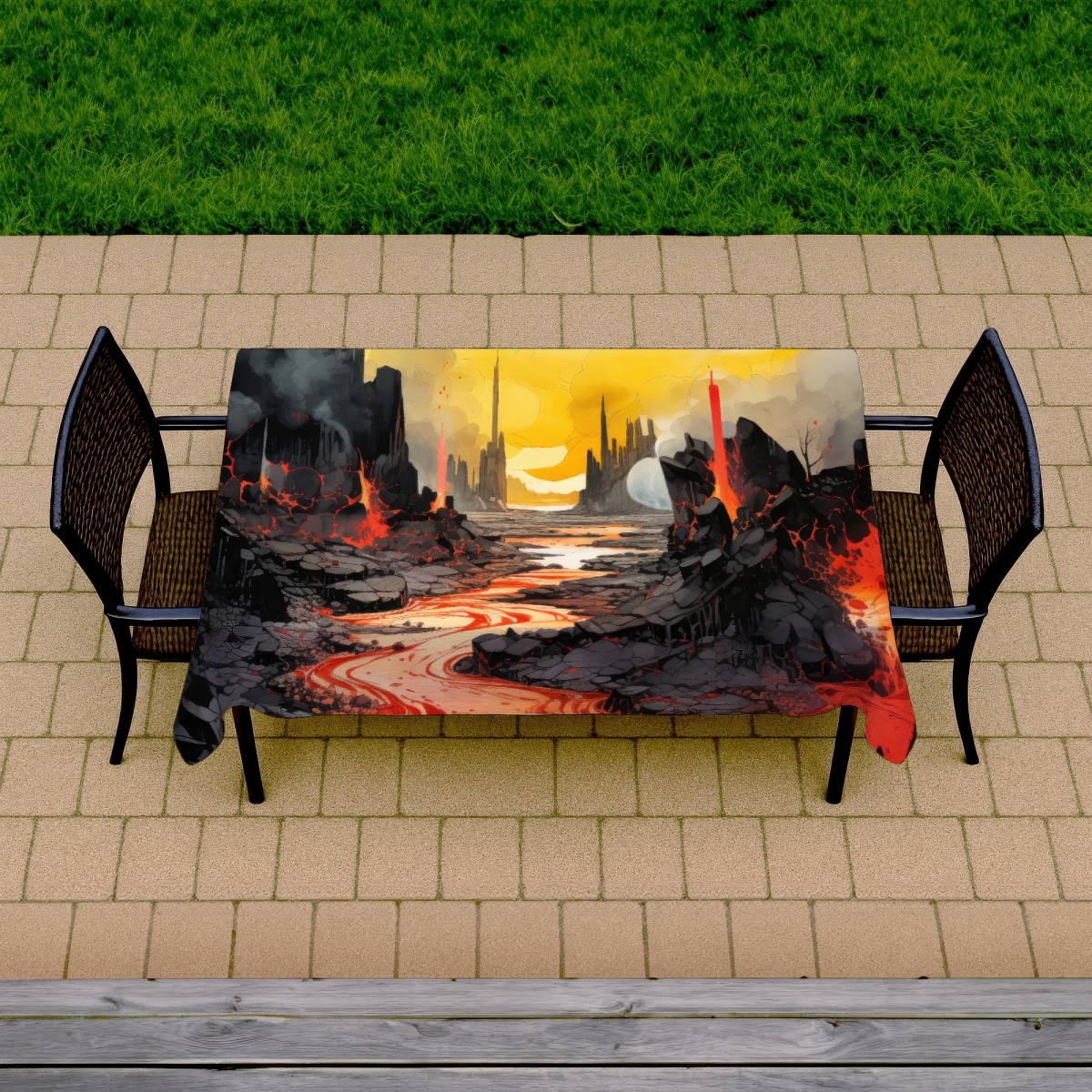 Picture of MWW C1TCLRGE7S1X8T 58 x 102 in. Charred Yellow Indoor & Outdoor Tablecloth for Home Decor