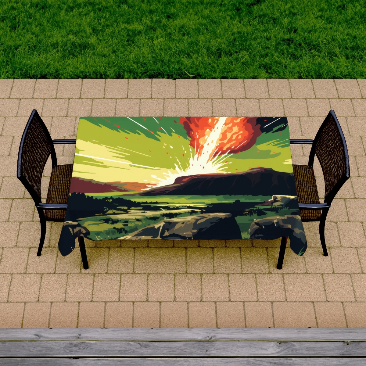 Picture of MWW C1TCLRGE906XDM 58 x 102 in. The Crash Red Indoor & Outdoor Tablecloth - Home Decor Essential